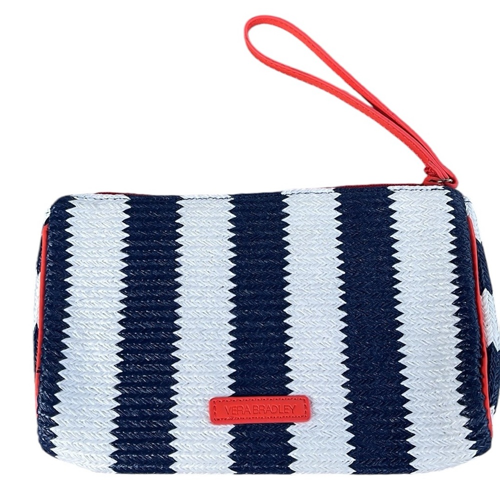 NWOT Vera Bradley Navy & White Striped Wristlet Clutch Bag Nautical Style